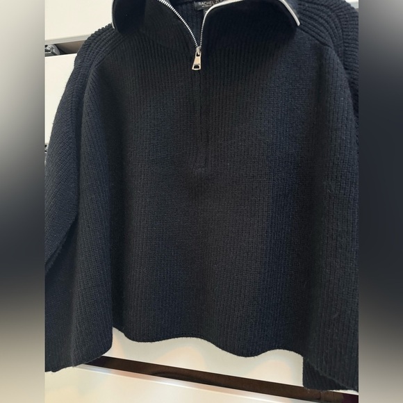 RACHEL ZOE Ribbed Sweater Knit Quarter Zip Capelet Shawl One Size - Picture 3 of 6